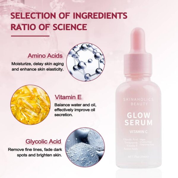 Brightening Anti-Aging Peptide Vitamin C + E Glycolic Acid Glow Serum 30ml - Image 3