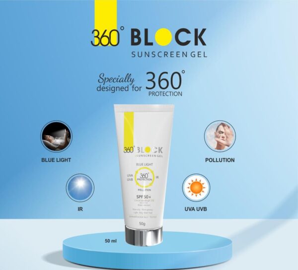 SPF50 Blue Light Infra-Red UVA UVB Full Protection 360 Block Sunscreen Gel 50G